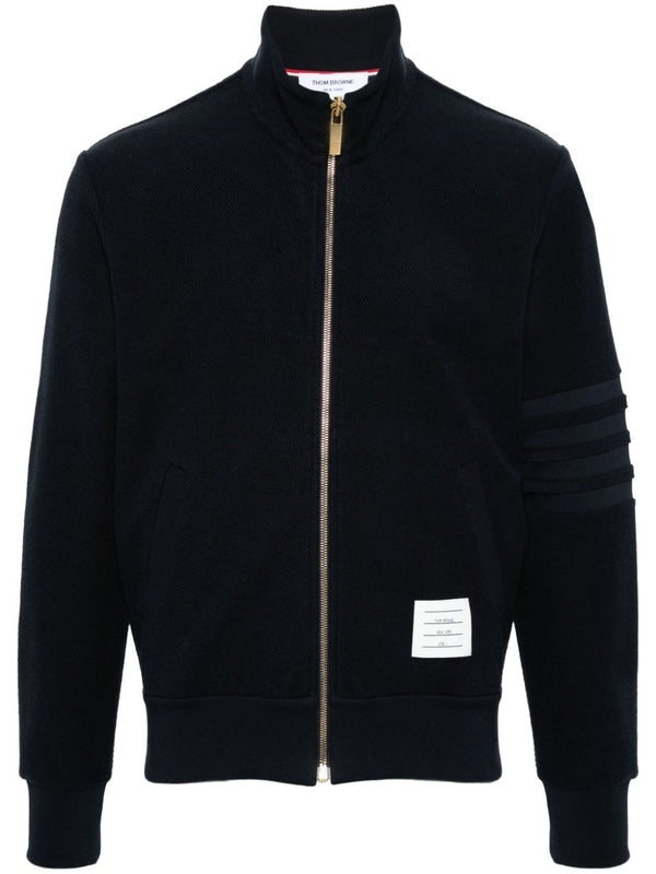 4-Bar Cotton Knitted Zip-Up