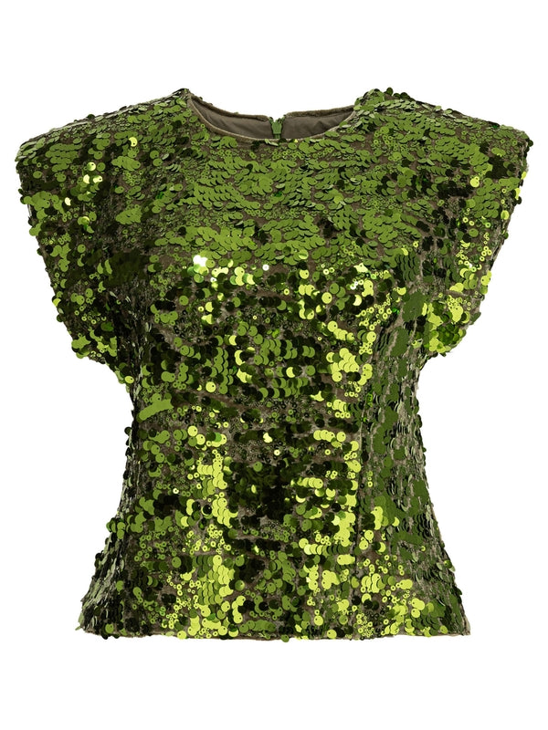 Velvet Sequin Short-sleeve Blouse