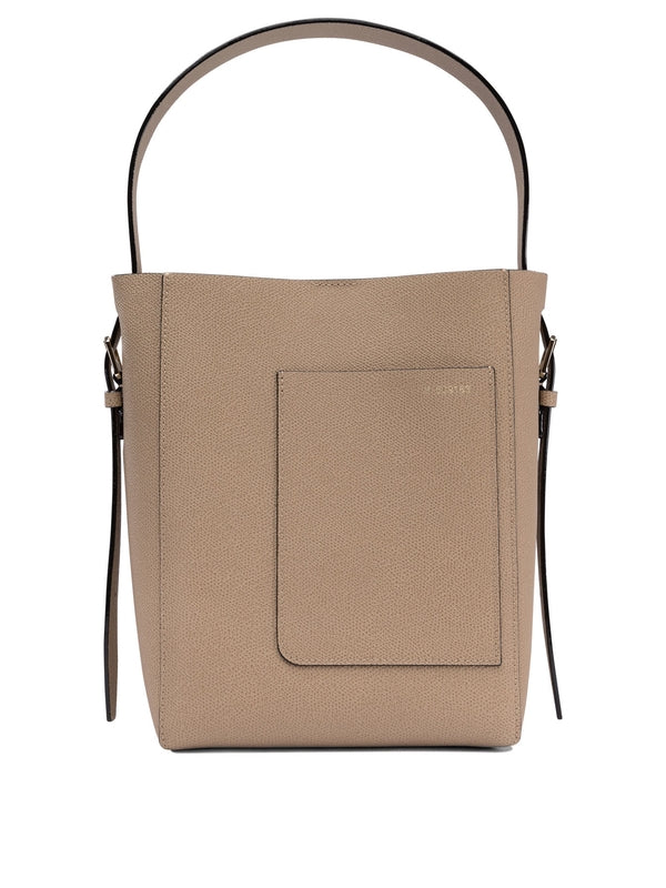 Pocket Detail Calfskin Small Bucket Bag