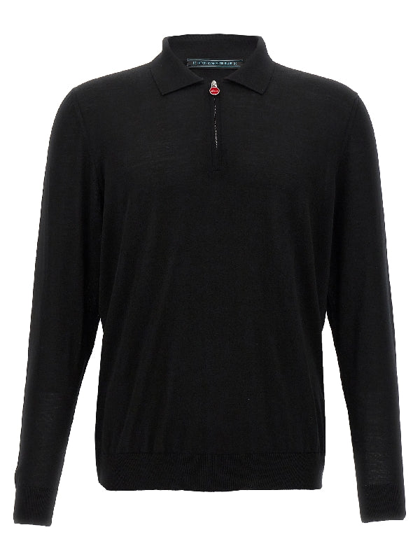 Zip-Up Wool Polo Shirt