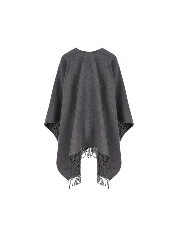 Allover Logo Wool Silk Cape