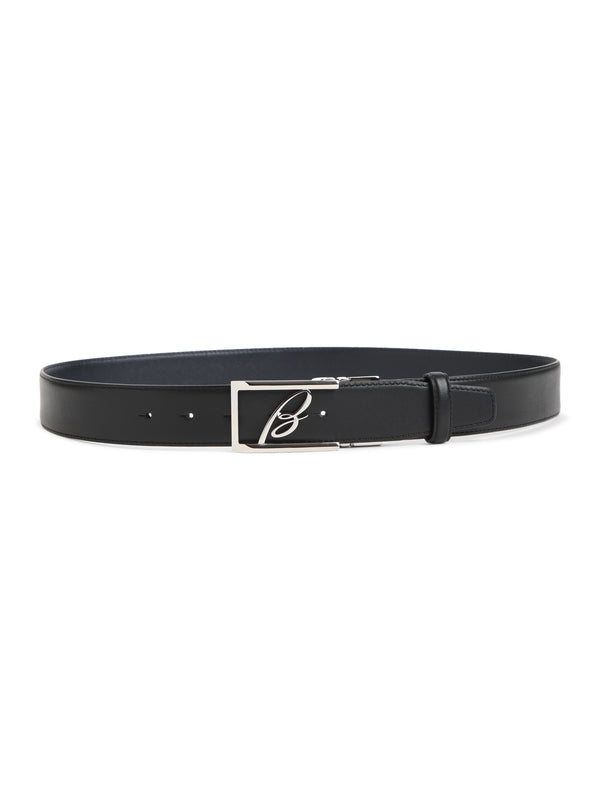 Metal Logo Buckle Leather Belt