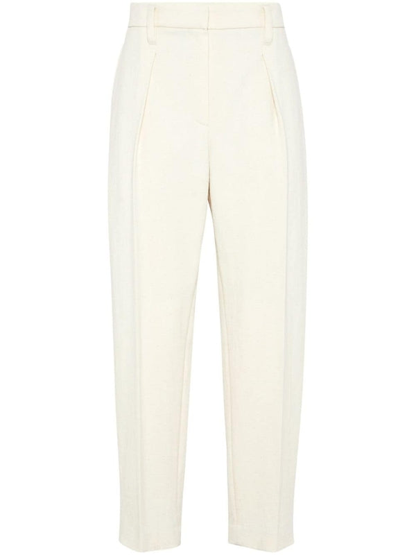 White Cotton Tailored Pants