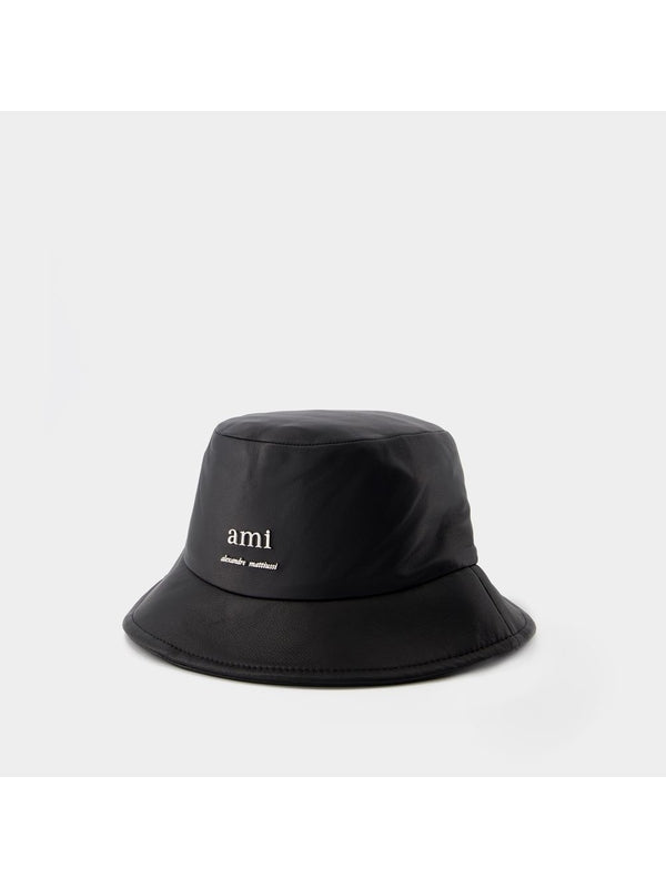 Logo Plaque Lambskin Bucket Hat