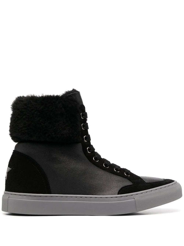 Fake Shearling Leather High-Top Sneakers