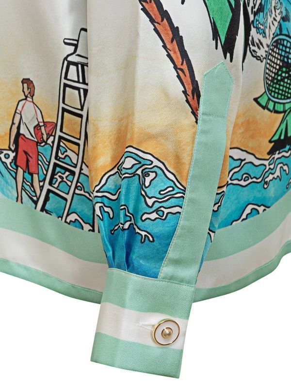 Graphic Printing Silk Shirt