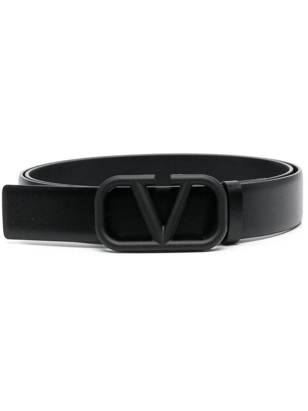 V Logo Signature Leather Belt