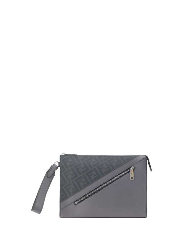 FF Leather Fabric Clutch