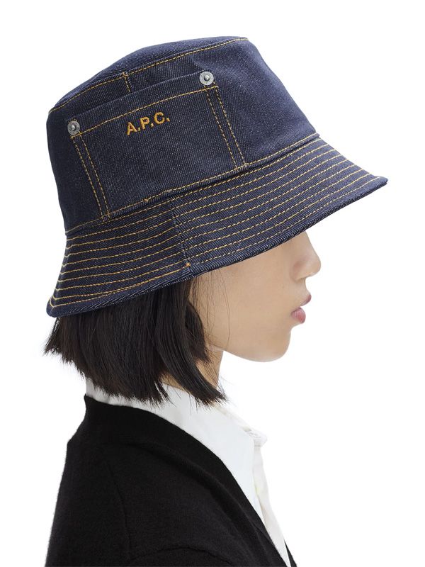 Thais Logo Embroidered Denim Bucket Hat