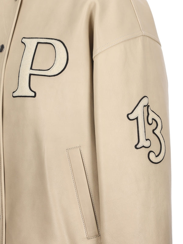 Wappen Patch Leather Varsity Jacket