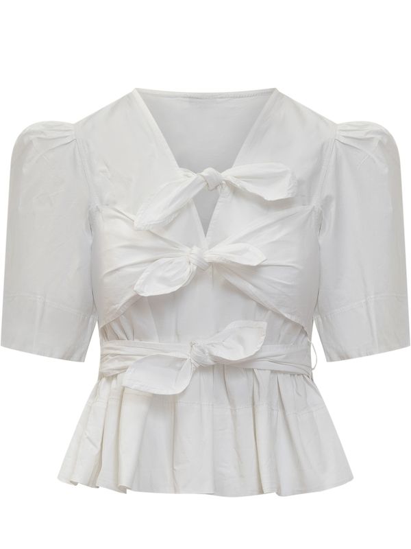 Tie Strap Cotton Blouse