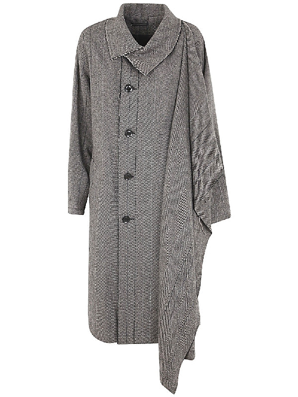 Herringbone Drape Panel Coat