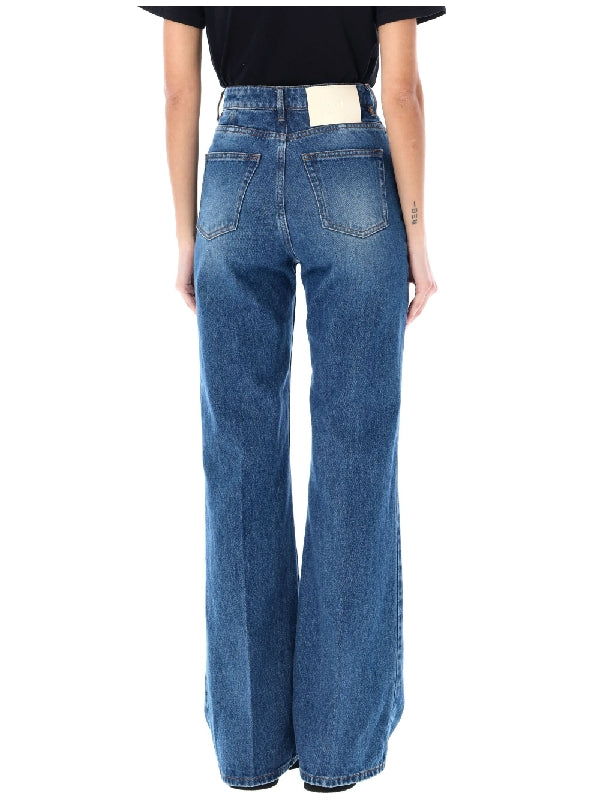 Back Logo Patch Flare Denim Pants