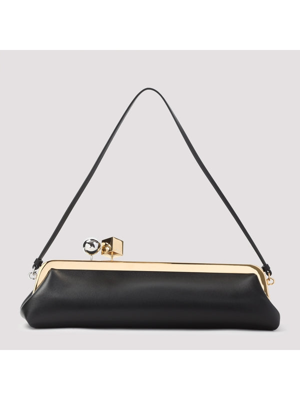 Salon Metal Buckle Leather Shoulder Bag