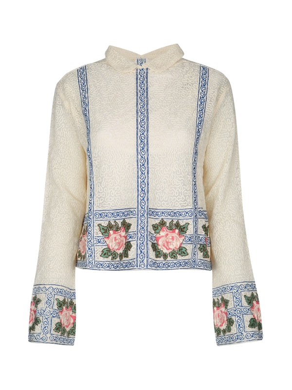 BOURBON ROSE Semi Sheer Cotton Top