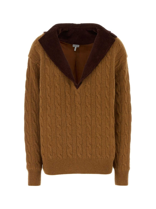 コーデュロイ
襟ケーブルニット