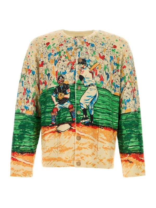 Graphic Printing Wool Cardigan