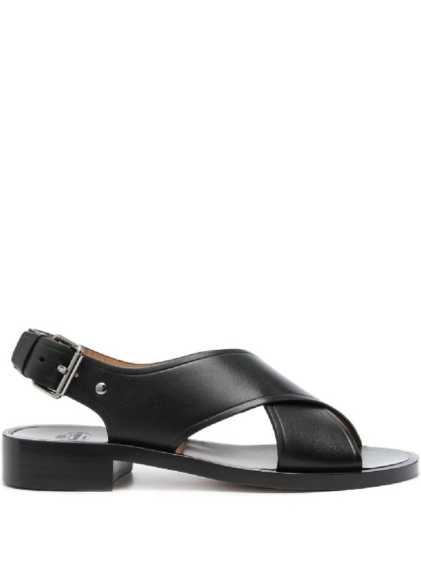 Cross Strap Leather Sandals