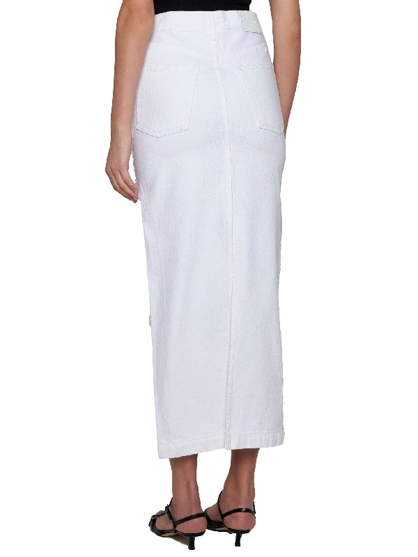 Back Slit Denim Long Skirt