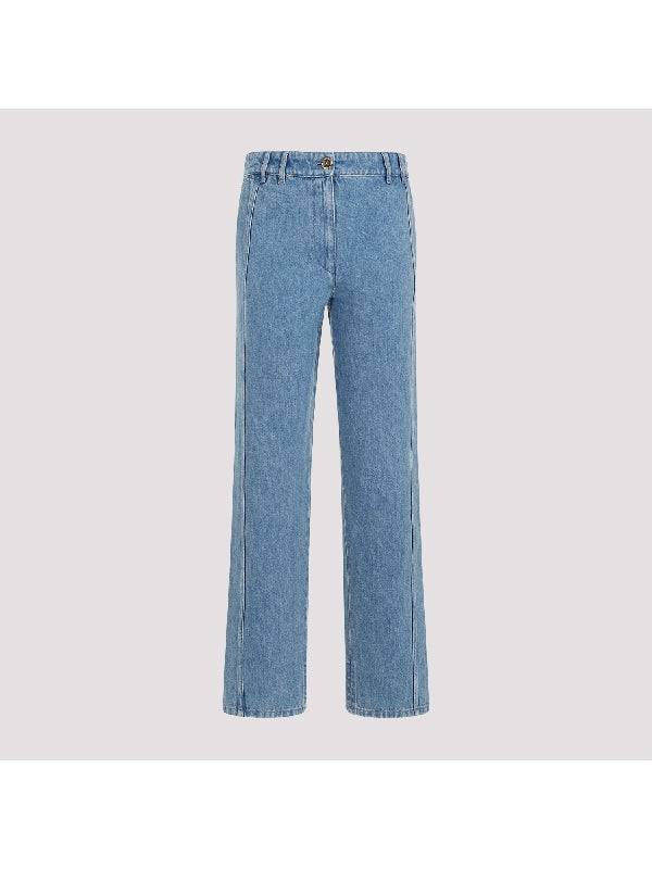 パネル装飾コットンテーパードパンツ