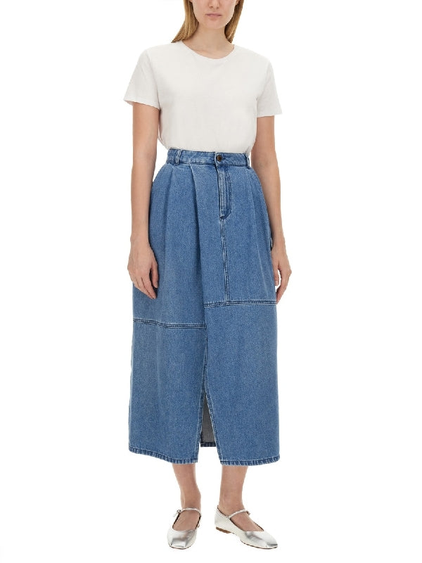 Denim Cotton Midi Skirt