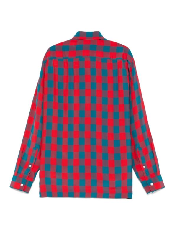 Logo Patch Gingham Check Viscose Shirt