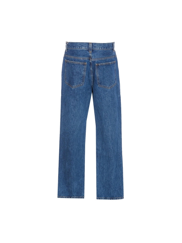 Wide Cotton Cropped Denim Pants