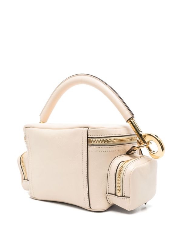 Camera Buckle Leather Small Tote Bag