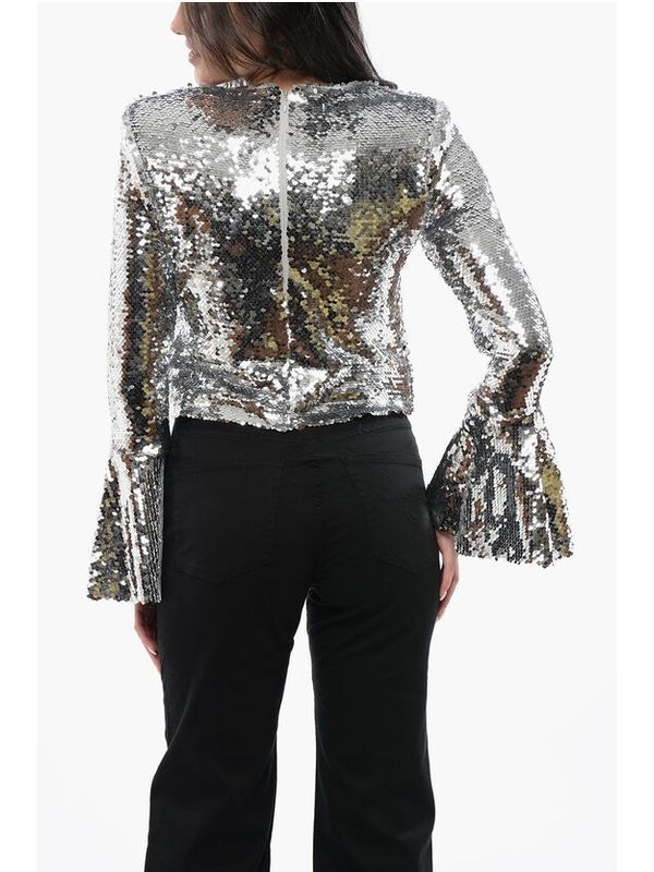 Sequin Flare Long Sleeve Top