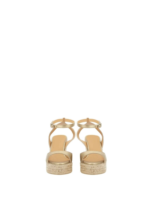Castañer Gold Wedge Sandals