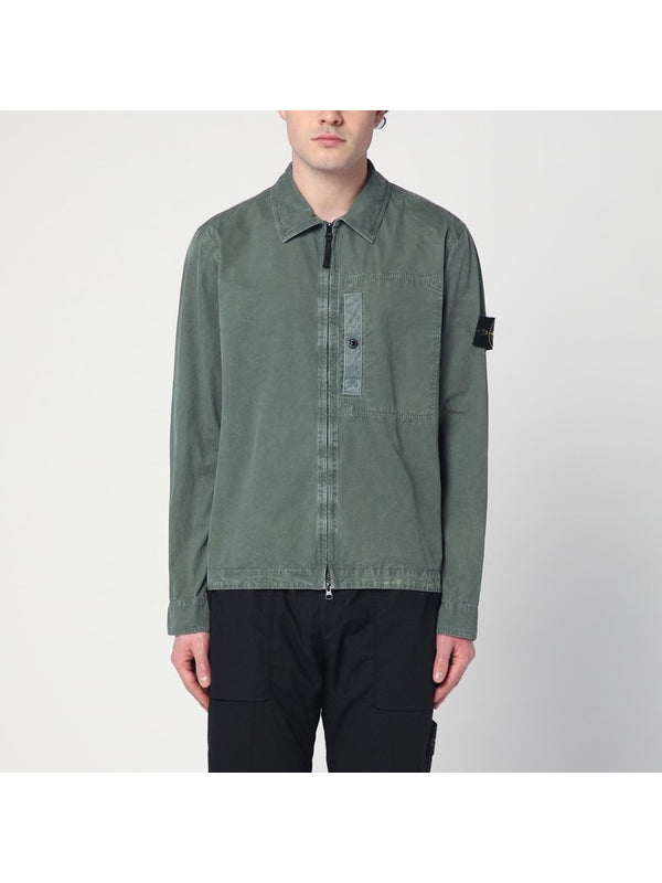 Wappen Patch Cotton Zip-up Shirt