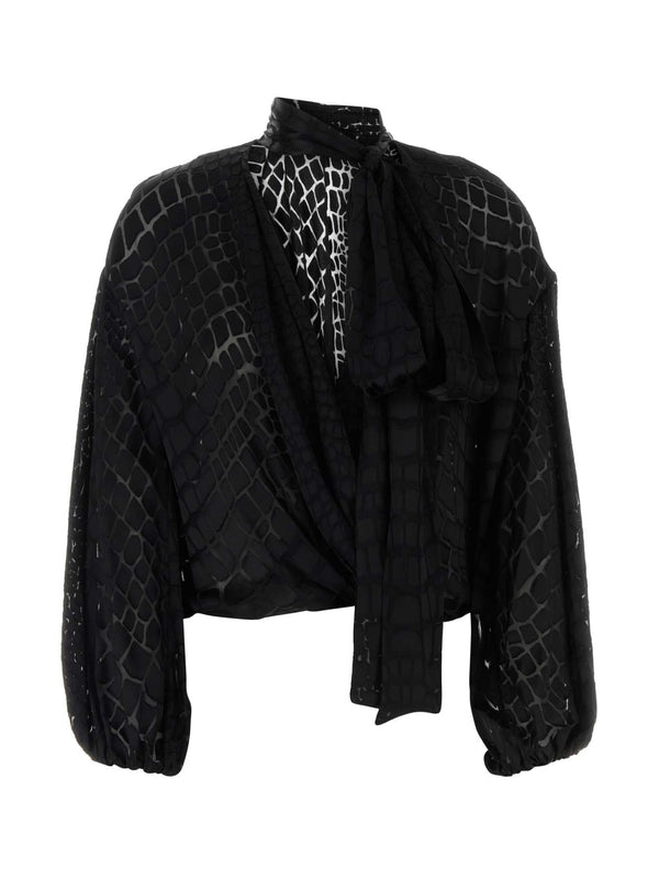 Croc Printing
  Scarf Neck Blouse