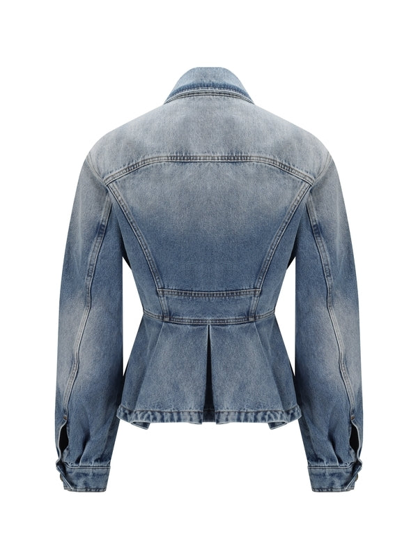 Pleats Cotton Denim Jacket