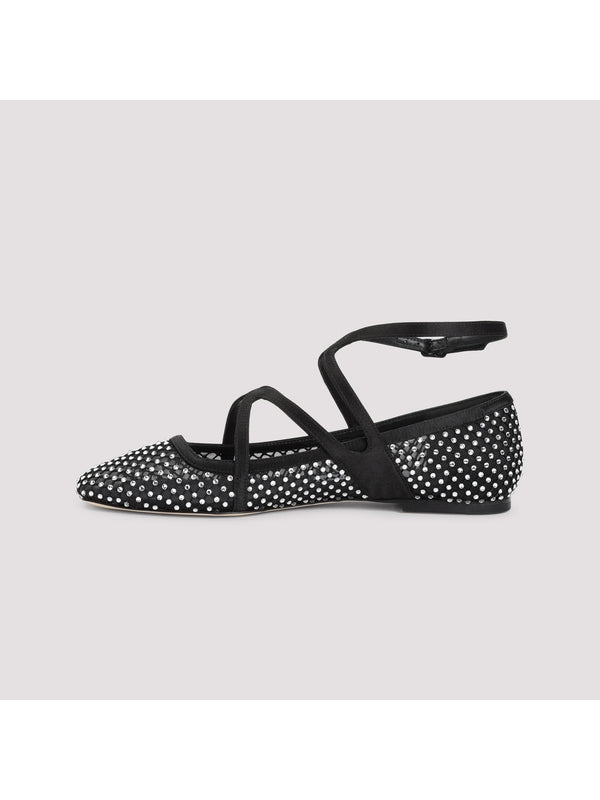 Astoria Crystal Strap Mesh Flat Shoes