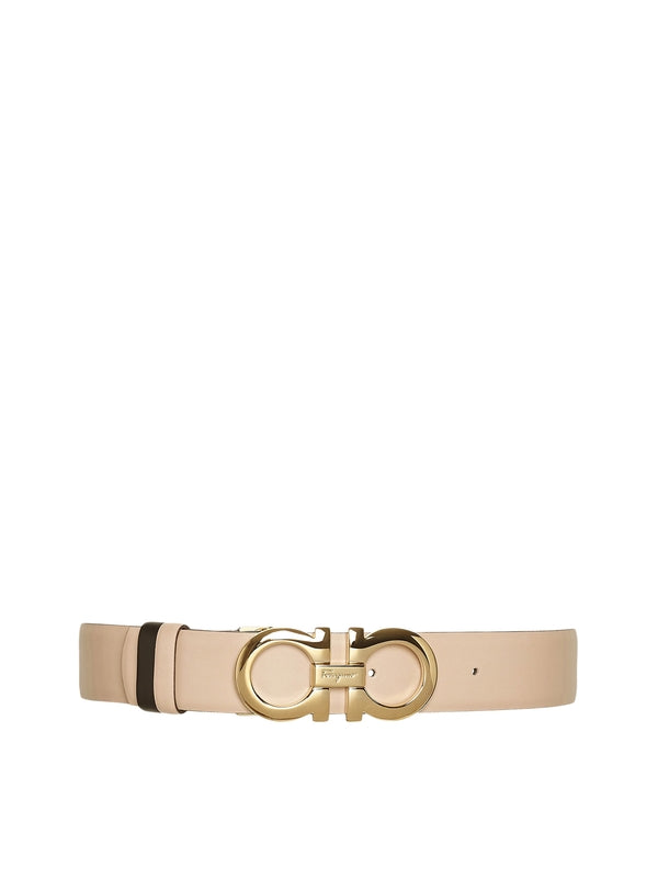 Ferragamo Beige Black Leather Belts