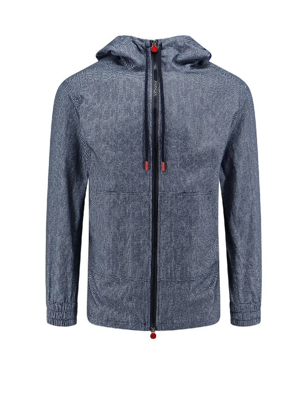 Herringbone Cotton Hooded Zip-Up