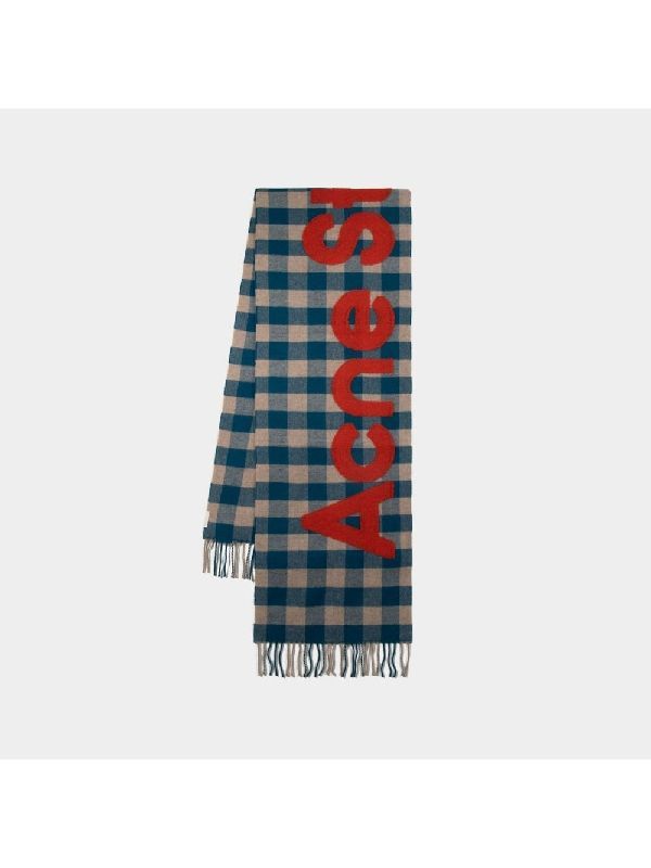 Check Logo Wool Blend Muffler