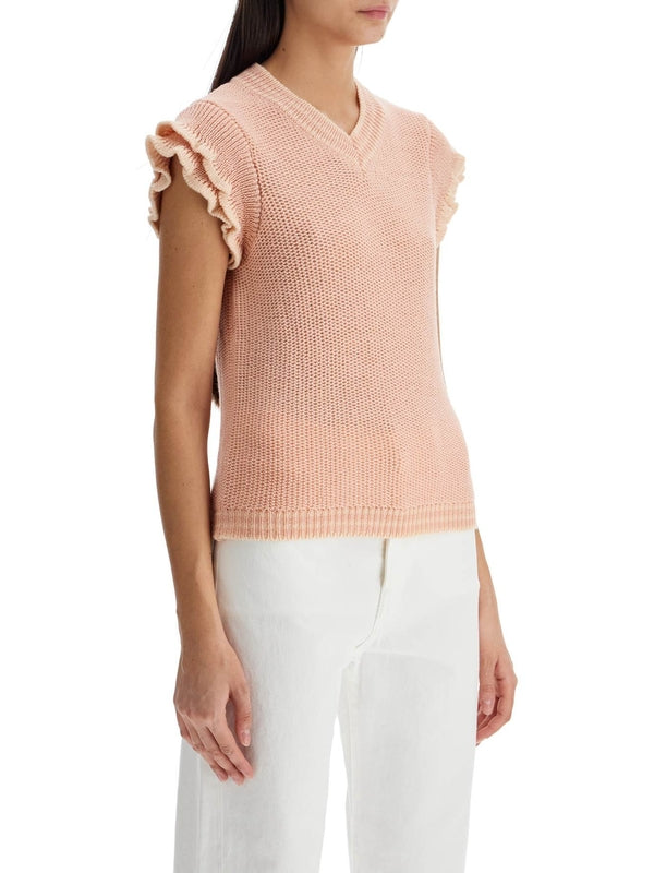 "knitted vest with ruffle Knitted