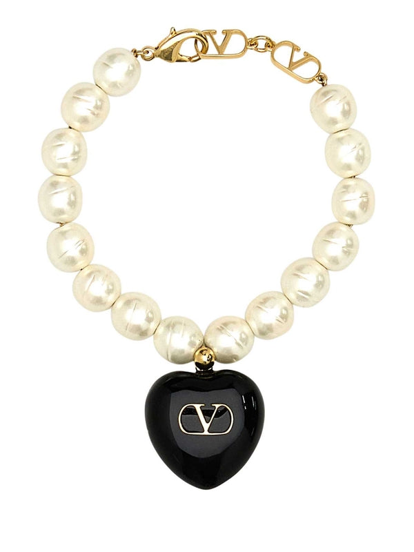 Coeur Metal Logo Enamel Pearl Bracelet