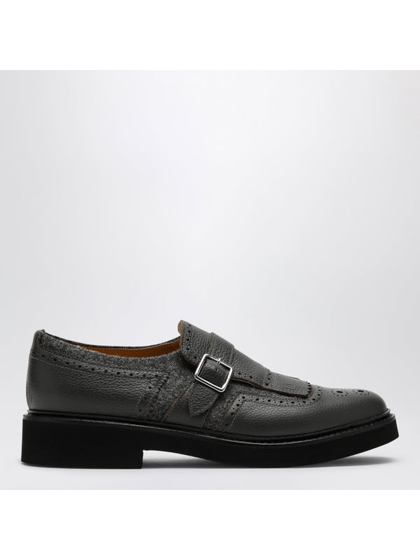 Buckle Strap Leather Loafers