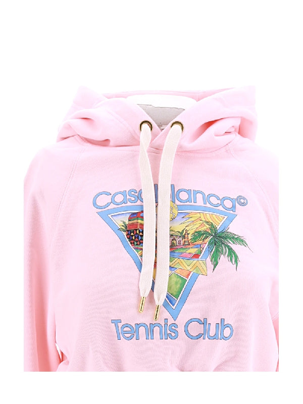 Tennis Club Logo Printed Crop Hoodie