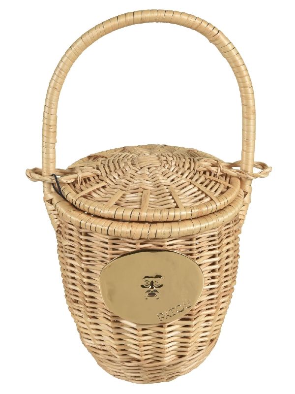 Woven Wicker Bucket Mini Tote Bag