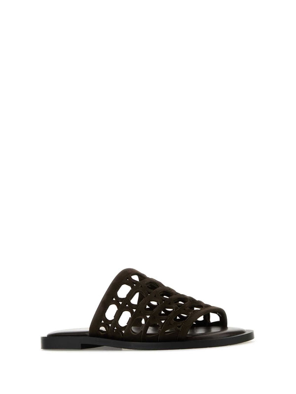 Gancini Openwork Leather Slides