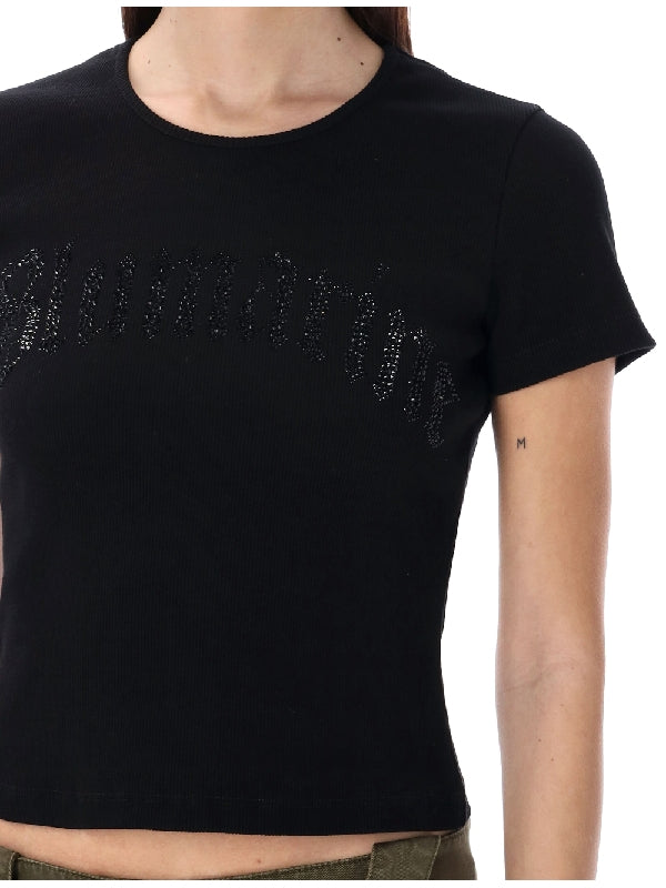 Rhinestone Logo Cotton Short Sleeve
  T-shirt