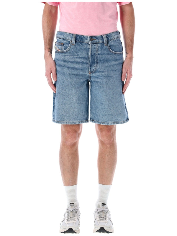 Back Logo Patch Regular Denim Shorts