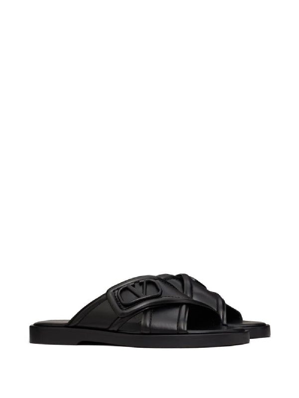 V Logo Cross Band Leather
  Sandals