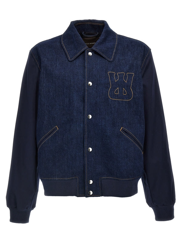 Logo Embroidery Denim Bomber Jacket