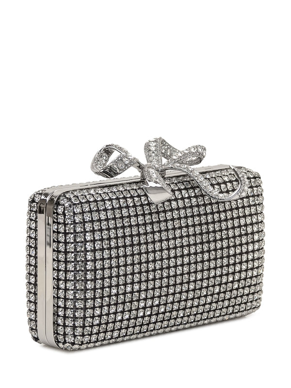 Crystal Bow Accent Chain Clutch Bag