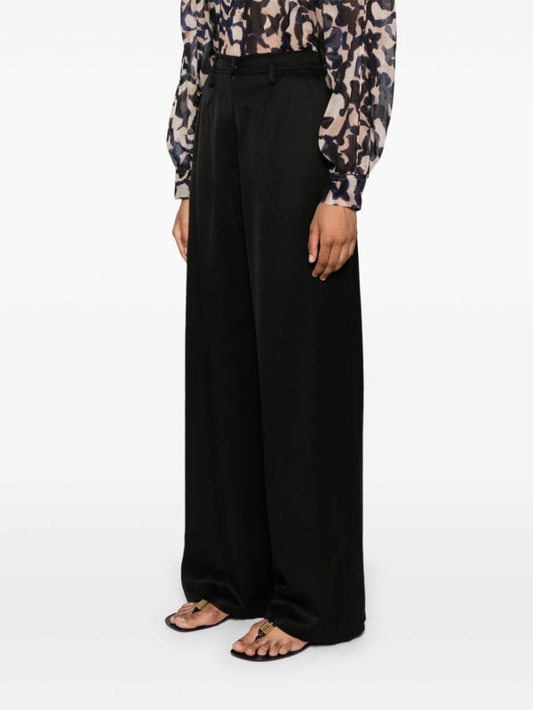 Waist Banding Wool Blend Wide Pants