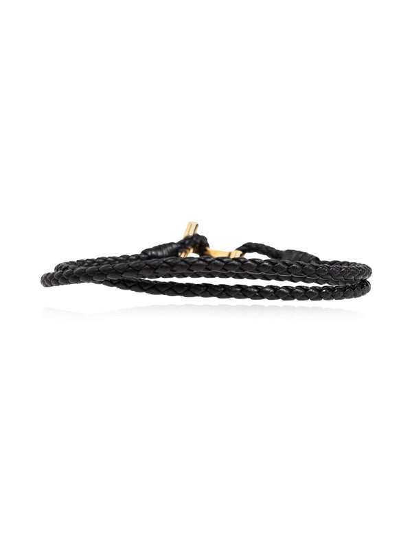 T Logo Braided Leather Bracelet